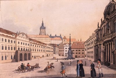 Boven Malostranské (Kleine Kwartier) Plein, Praag, ca. 1810 door A. and Berka, Johann Gustav